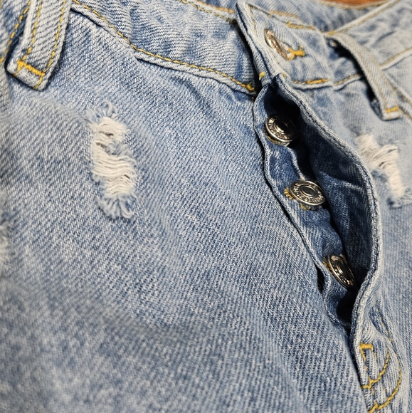 Forever 21 Premium Ultra Wide Leg Distressed High Rise Button Fly Jeans … - Picture 3 of 12